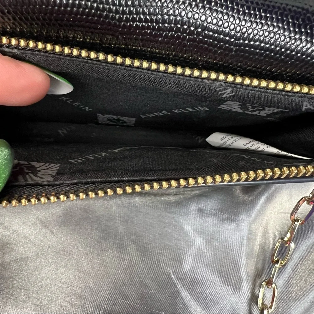 Anne Klein Crossbody Mini Bag Wallet‎ on a Chain IPhone Compartment Formal Black